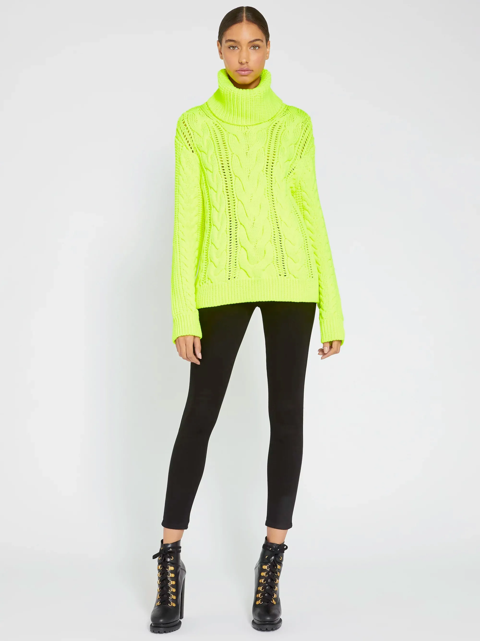 Alice   Olivia - Mayme Tank Cable Pullover in Neon Yellow