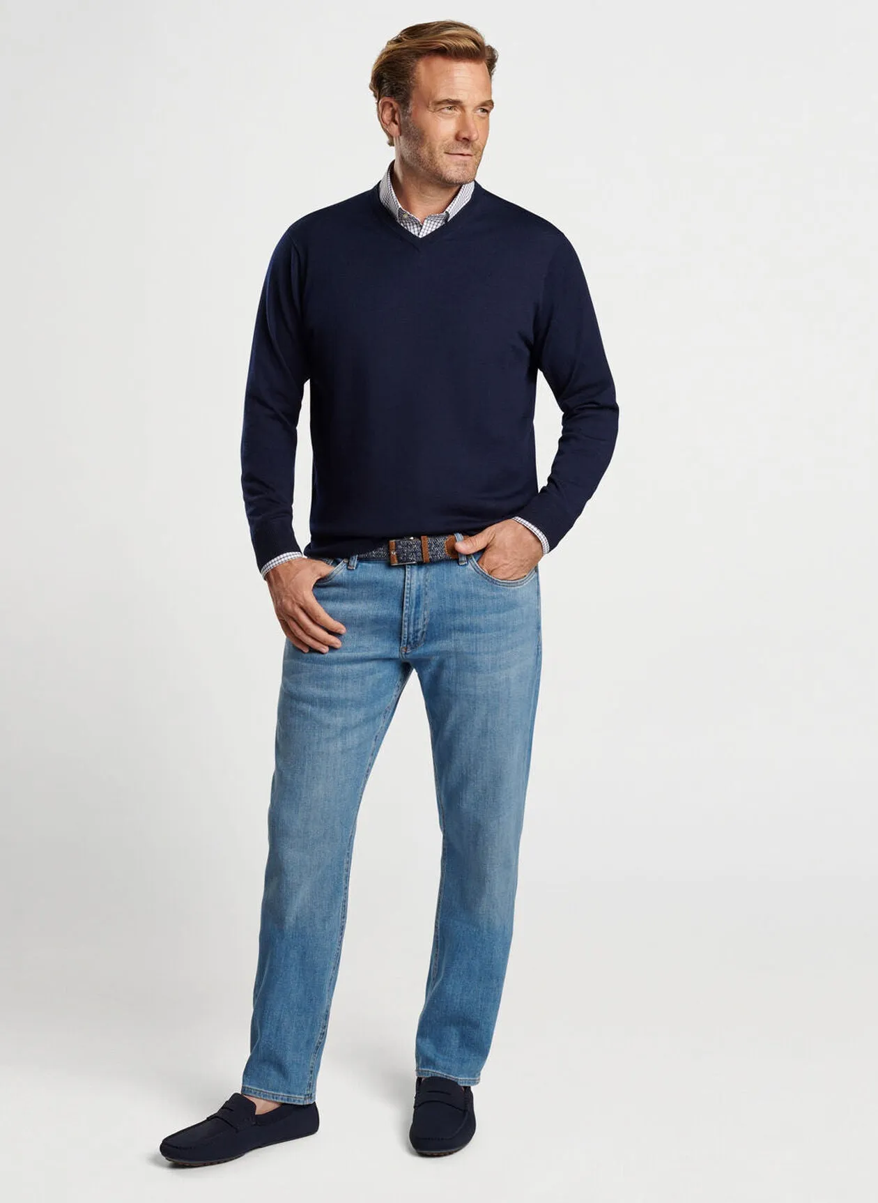 Autumn Crest V-Neck in Navy by Peter Millar