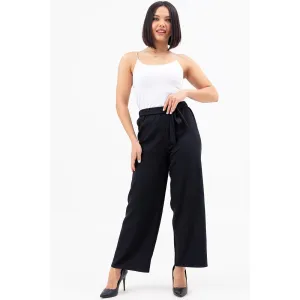 Black Belted Wide Leg Trousers