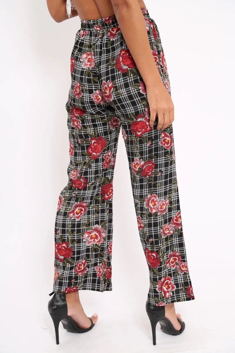 Black Floral Trousers - Vicy