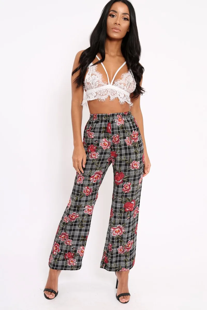 Black Floral Trousers - Vicy