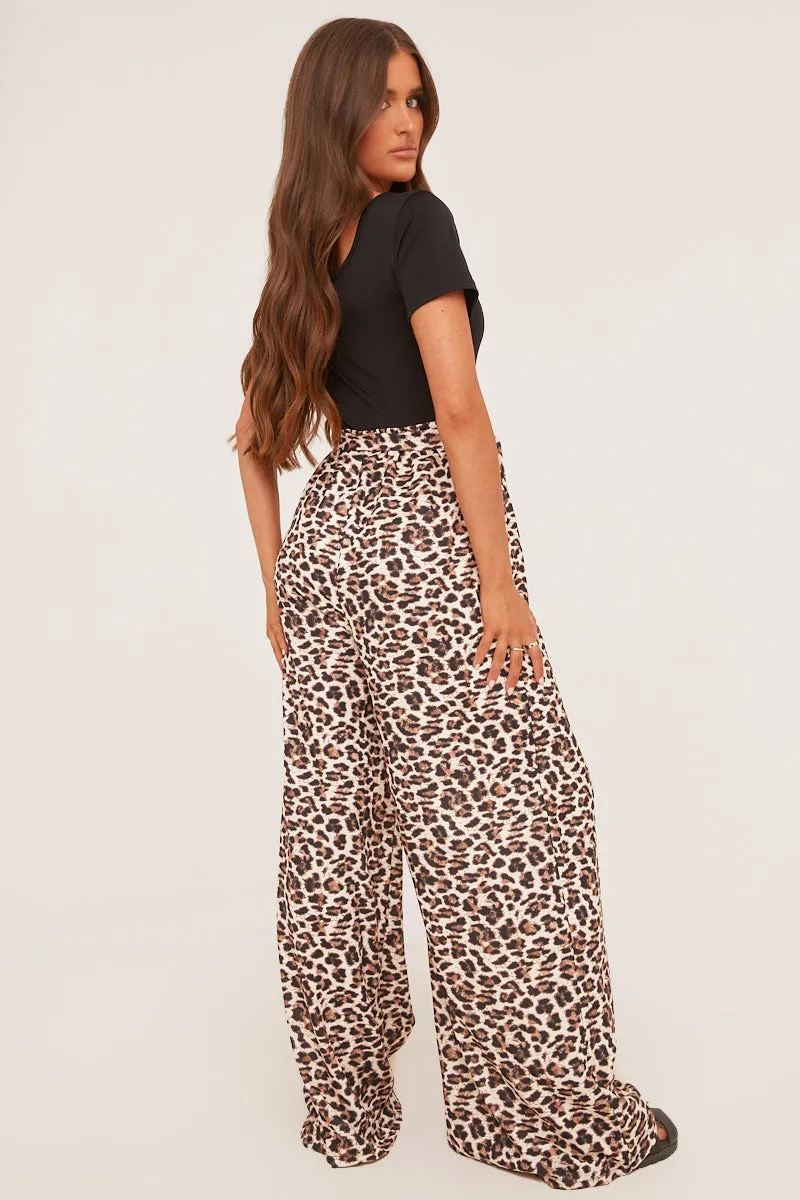 Black Leopard Print Round Neck Jumpsuit - Lewis