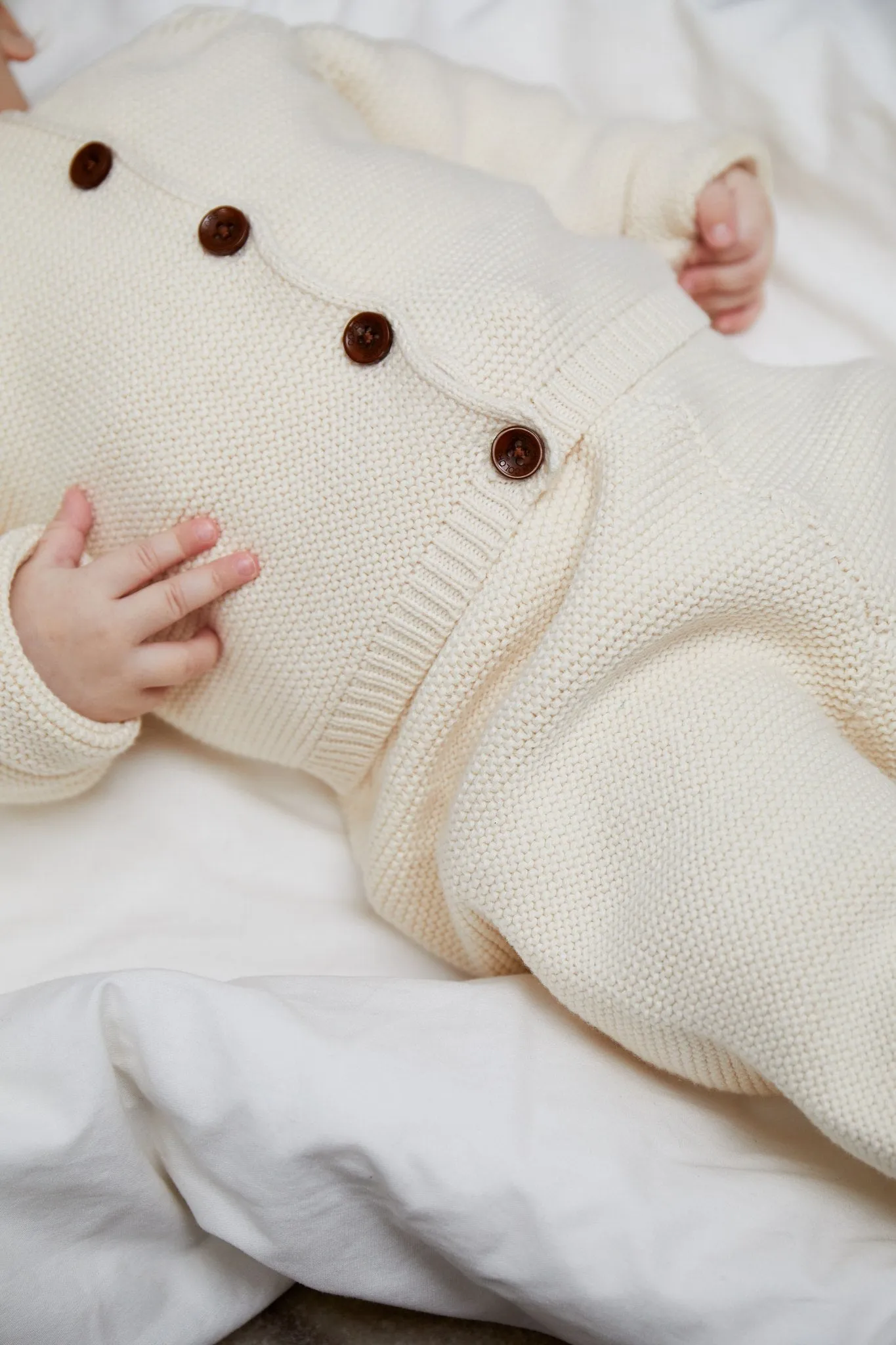 CLASSIC BABY COTTON CABLE CARDIGAN - CREAM