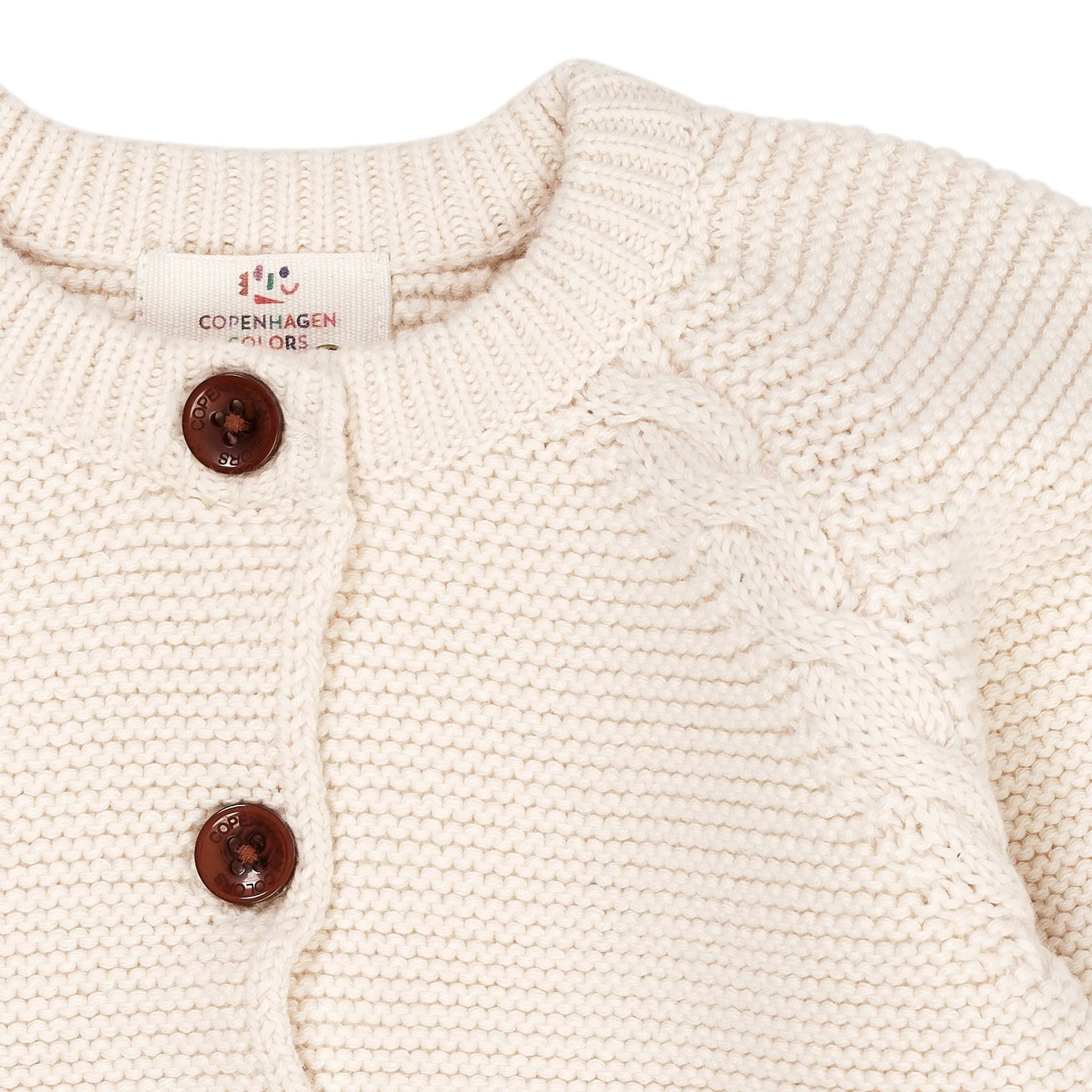 CLASSIC BABY COTTON CABLE CARDIGAN - CREAM