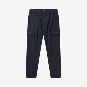 Como Regular Wool Cargo Suit Pants - Dark Navy Melange