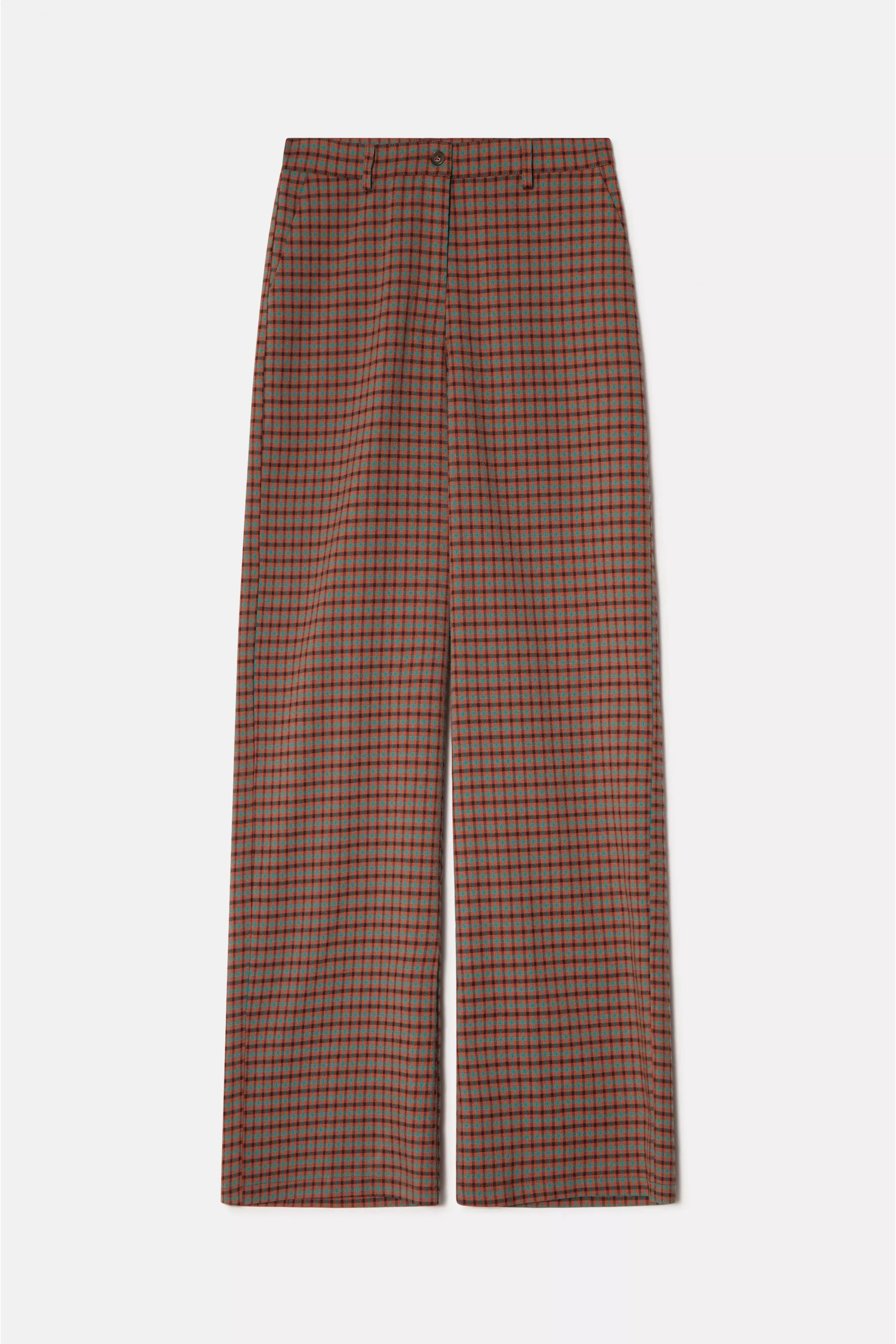 Compania Fantastica Micro Check Print Wide Leg Trousers