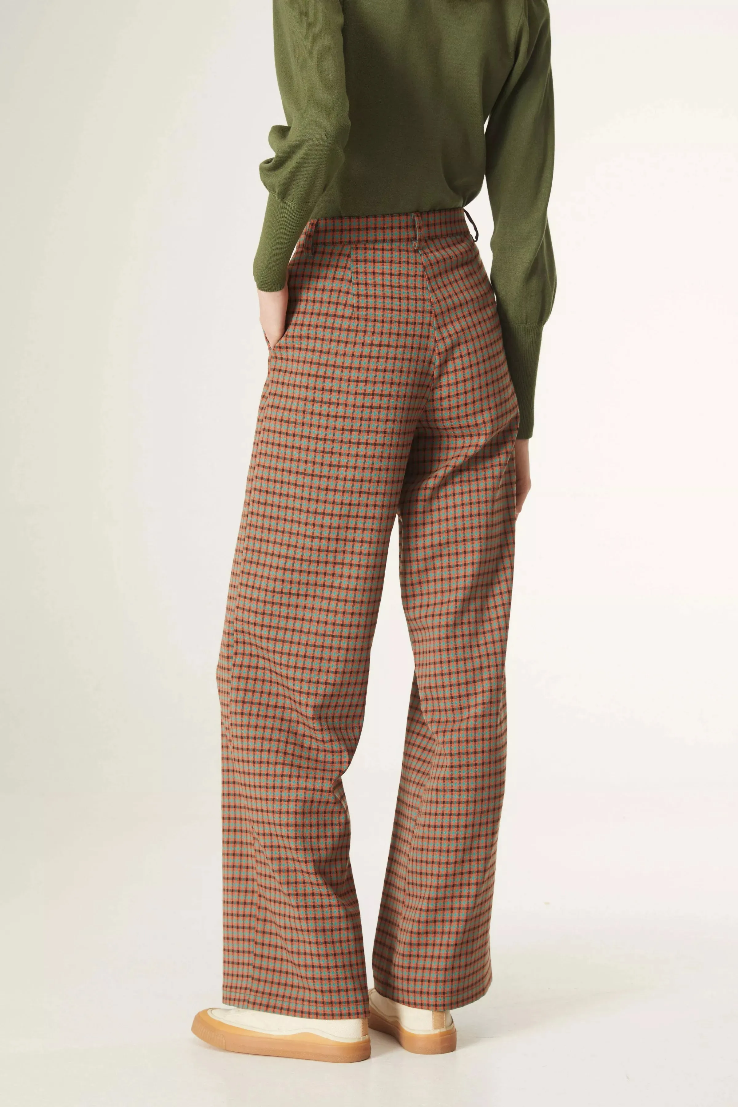 Compania Fantastica Micro Check Print Wide Leg Trousers