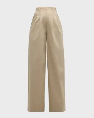 Derek Lam 10 Crosby - Juliana Wide Leg Pleat Front Trouser in Safari