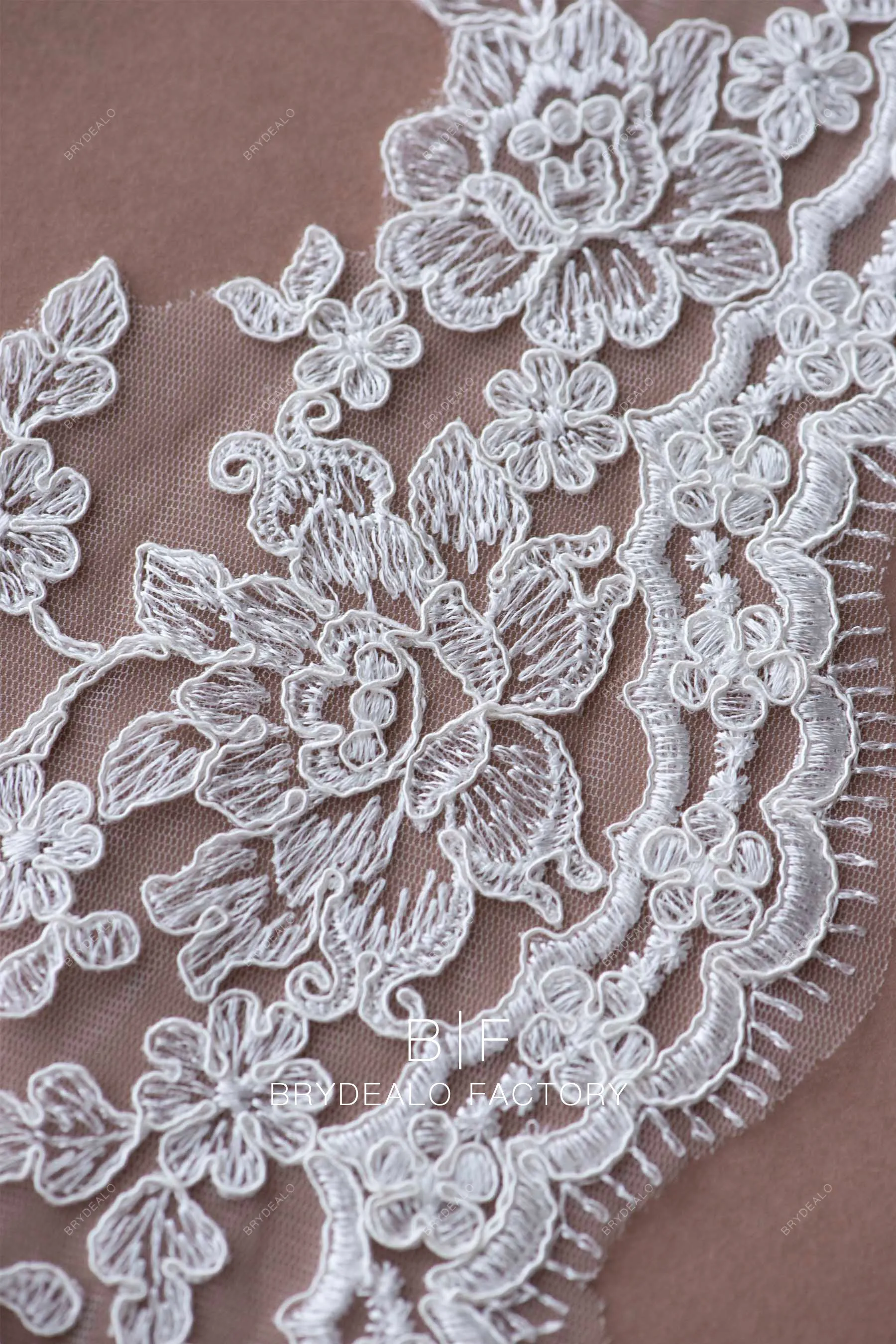 Eyelash Scalloped Single Border Corded Flower Lace Trim