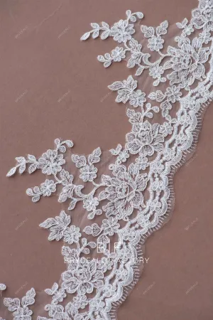 Eyelash Scalloped Single Border Corded Flower Lace Trim