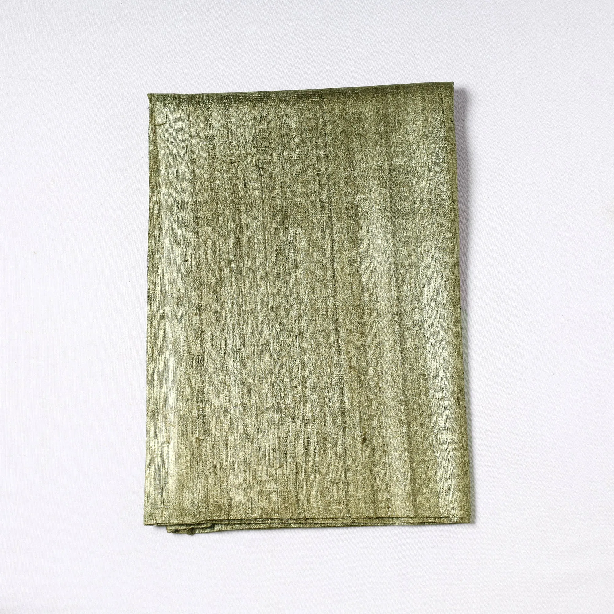 Green - Vidarbha Handloom Pure Tussar Ghicha Silk Precut Fabric 08