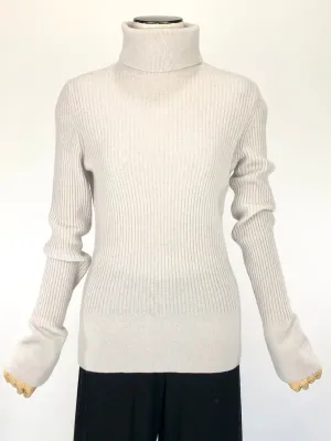 Light Grey Cashmere Turtleneck Sweater | Size S