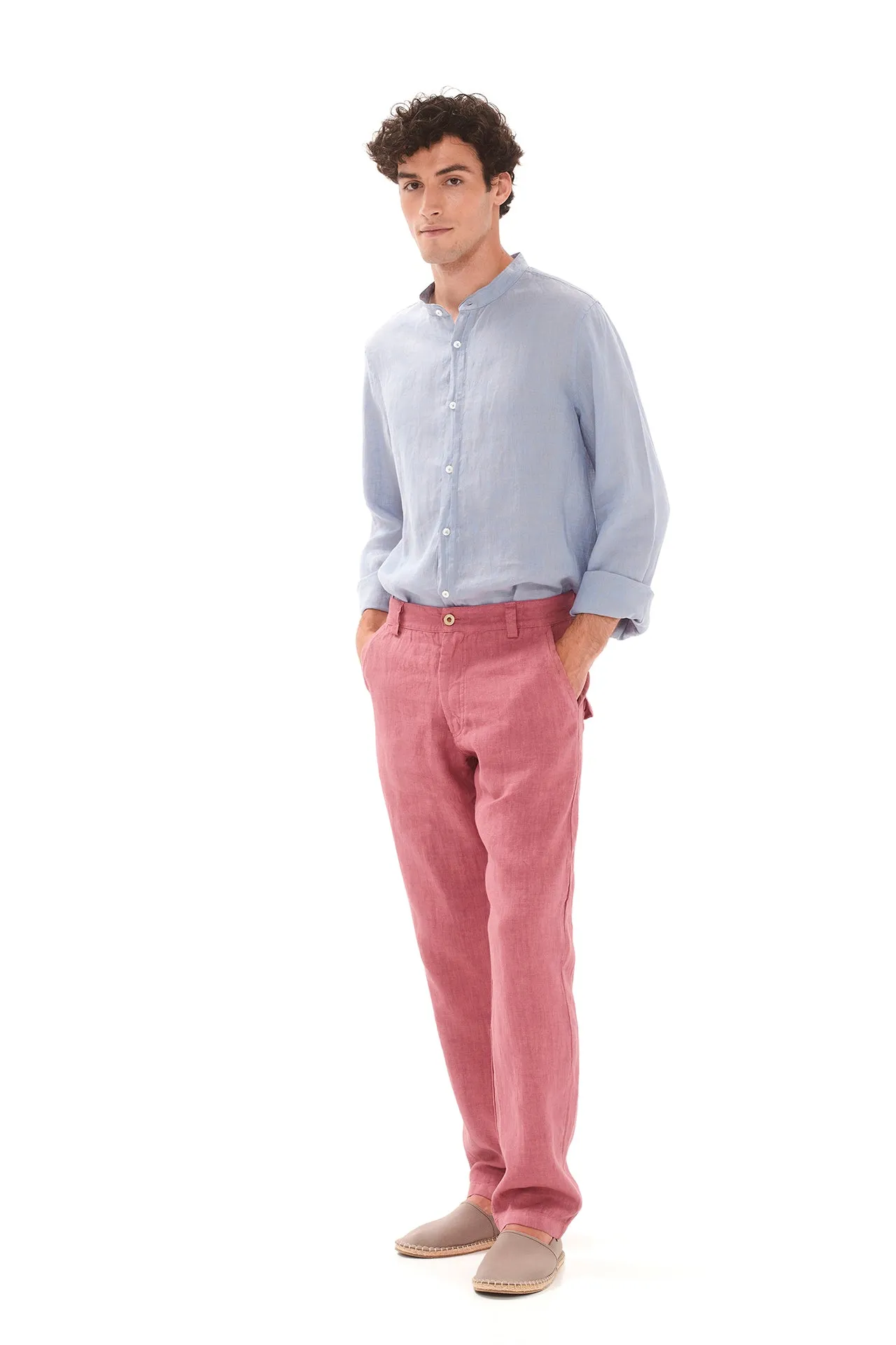 Linen Pants With Back Cargo Pockets