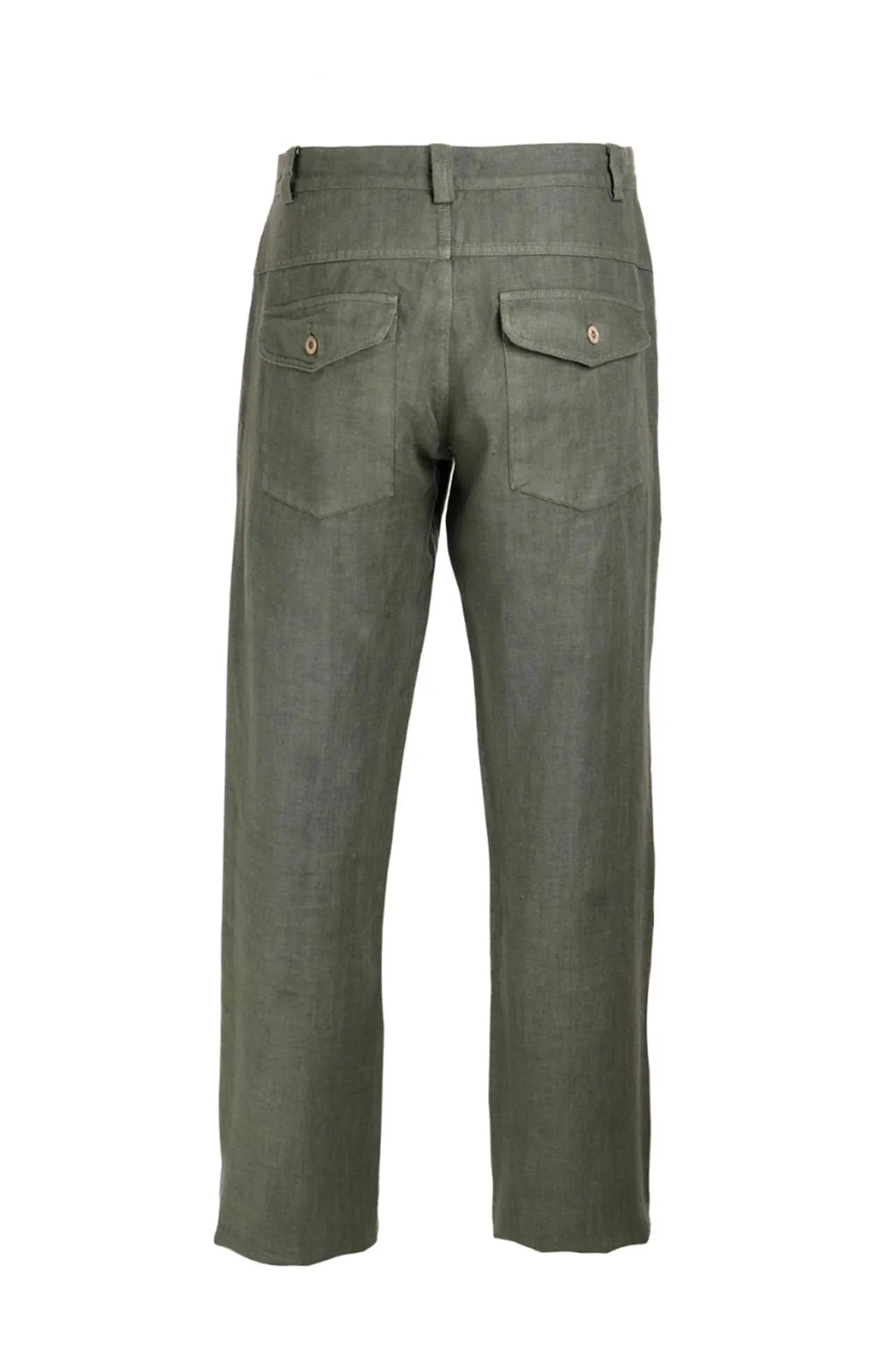 Linen Pants With Back Cargo Pockets