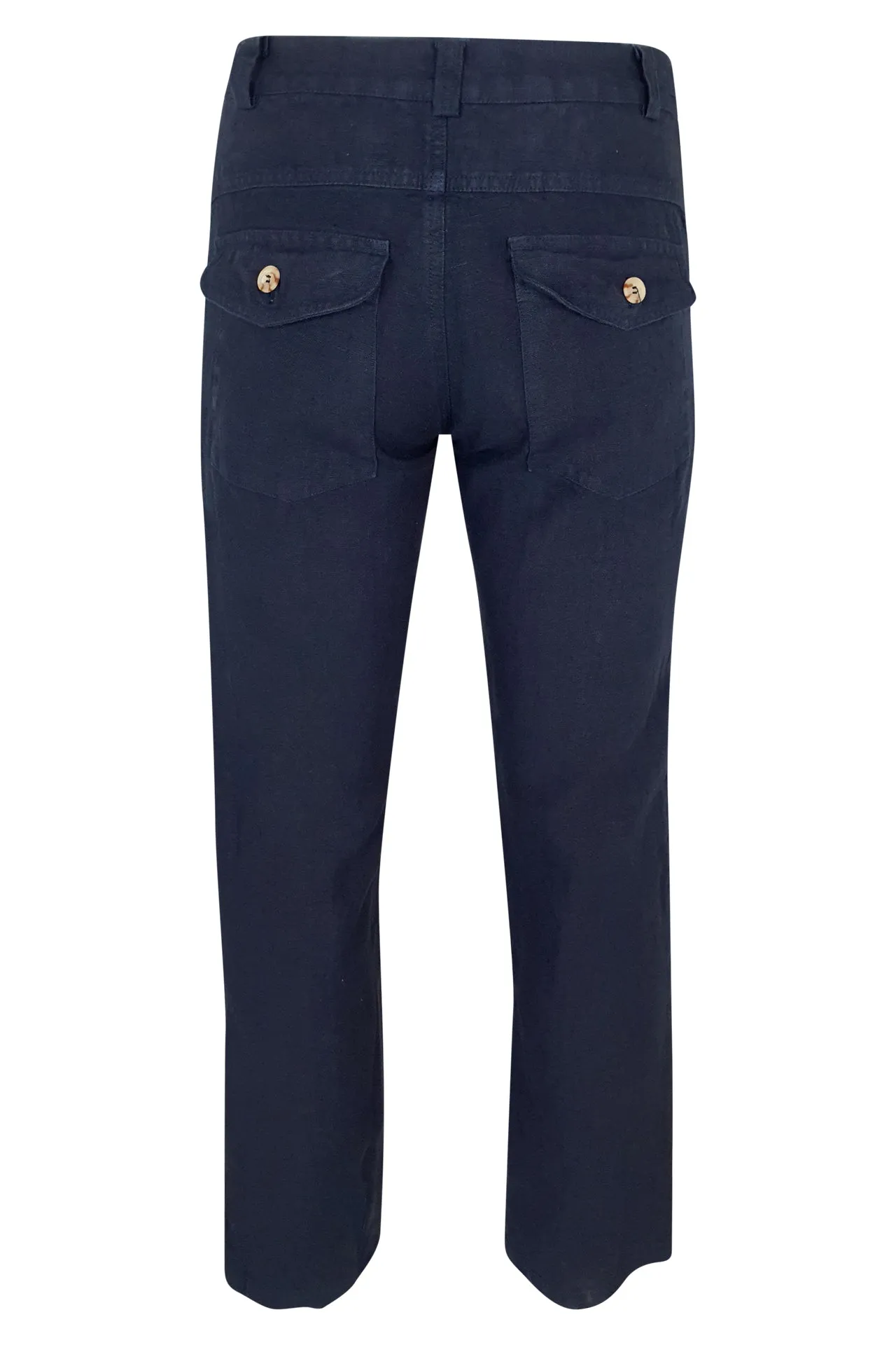 Linen Pants With Back Cargo Pockets