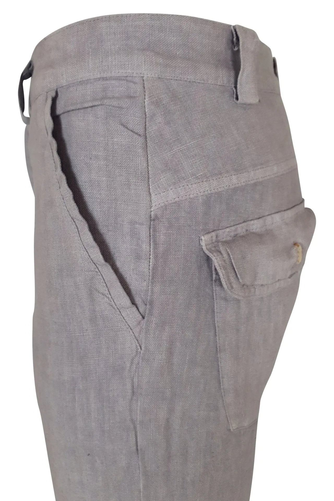 Linen Pants With Back Cargo Pockets