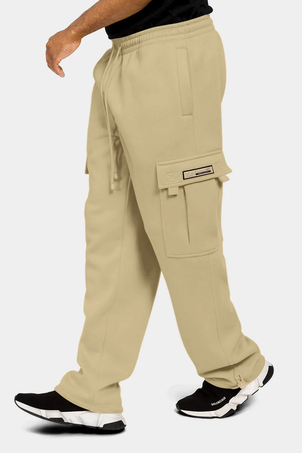 Men's Solid Fleece Heavyweight Cargo Sweat Pants