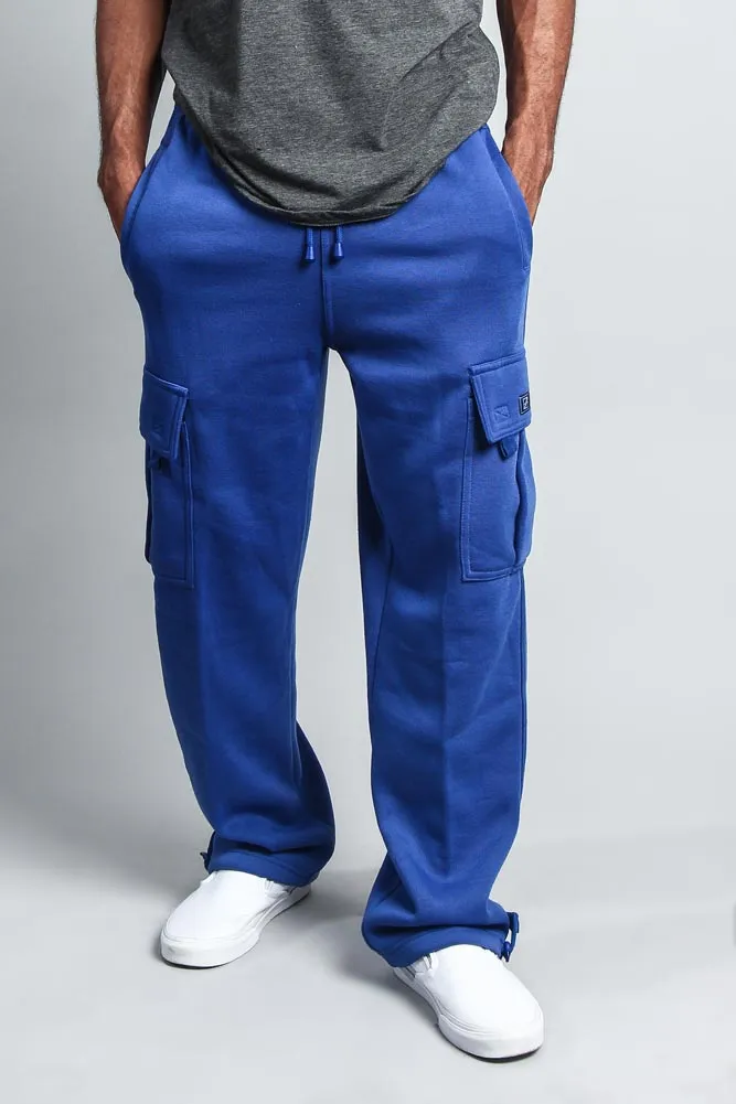 Men's Solid Fleece Heavyweight Cargo Sweat Pants