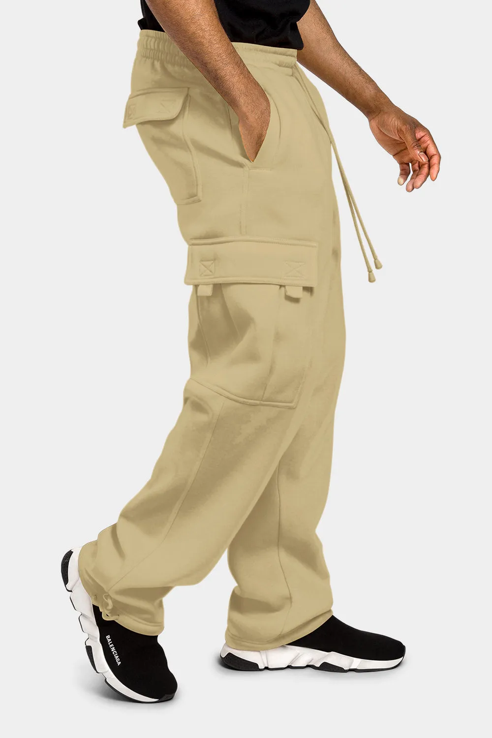 Men's Solid Fleece Heavyweight Cargo Sweat Pants