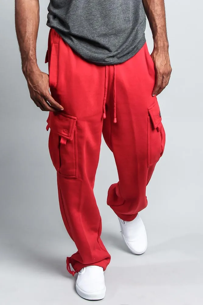 Men's Solid Fleece Heavyweight Cargo Sweat Pants