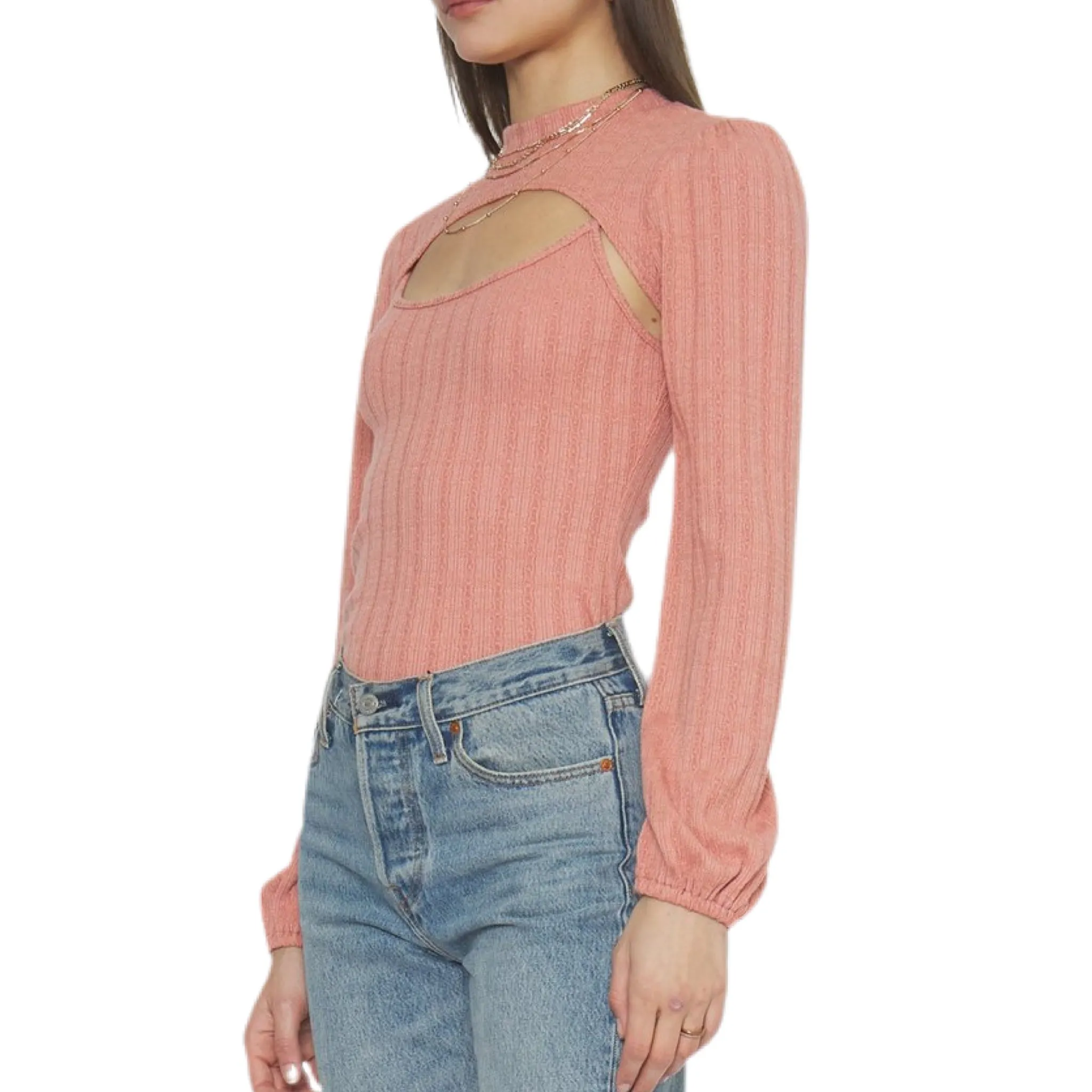 Monique Bodysuit Front Cut Out - Coral.