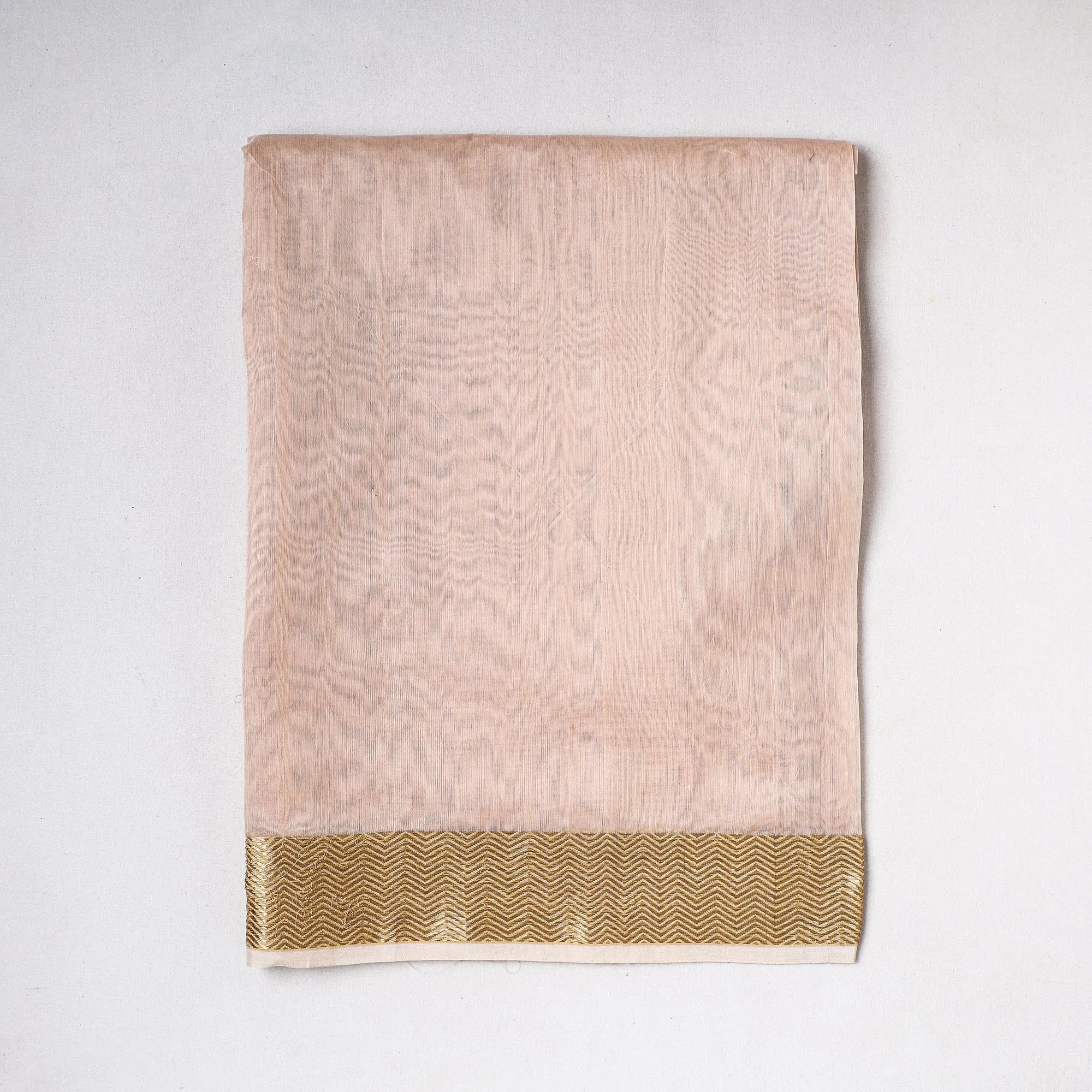 Peach - Traditional Chanderi Silk Handloom Precut Fabric (2 meter)