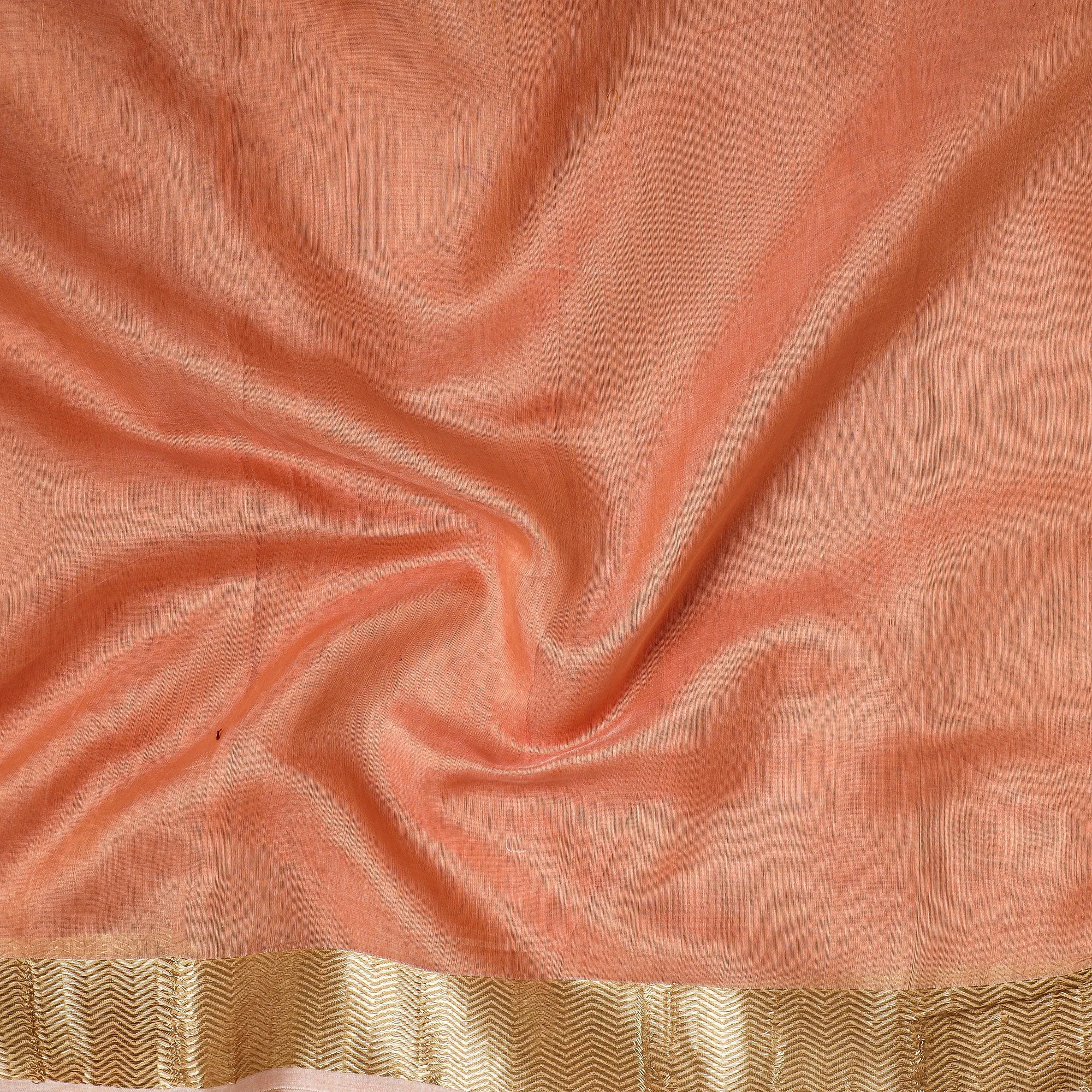 Peach - Traditional Chanderi Silk Handloom Precut Fabric (2.2 meter)