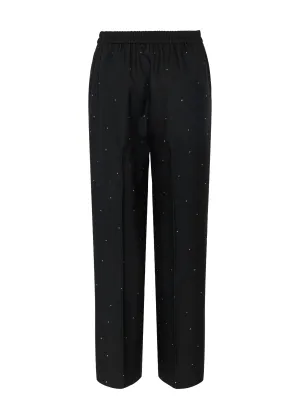 Pieces - Wide Leg Trousers with Rhinestones