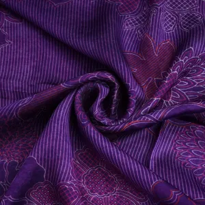 Purple Floral Print Bemberg Gajji Silk 20953