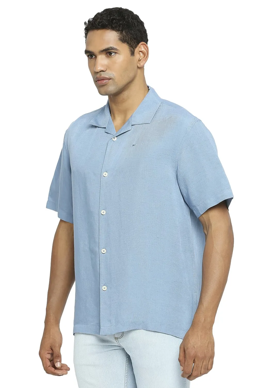 Relaxed Fit Linen Viscose Halfsleeves Shirt