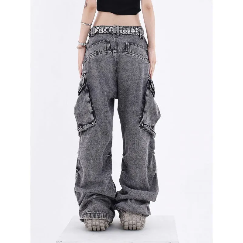 Retro Loose fit Denim Cargo Pants