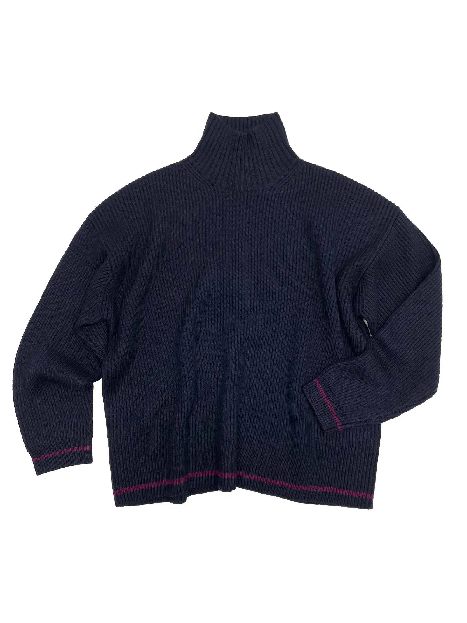 Ribbed Turtleneck in Navy