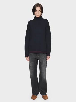 Ribbed Turtleneck in Navy