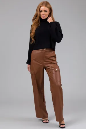 Spice Faux Leather Straight Leg Cargo Pants