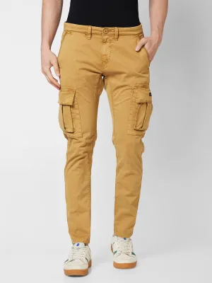 Spykar Mid Rise CARGO Khaki Trousers For Men