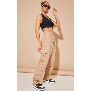 Stone Pocket Detail Wide Leg Cargo Trousers