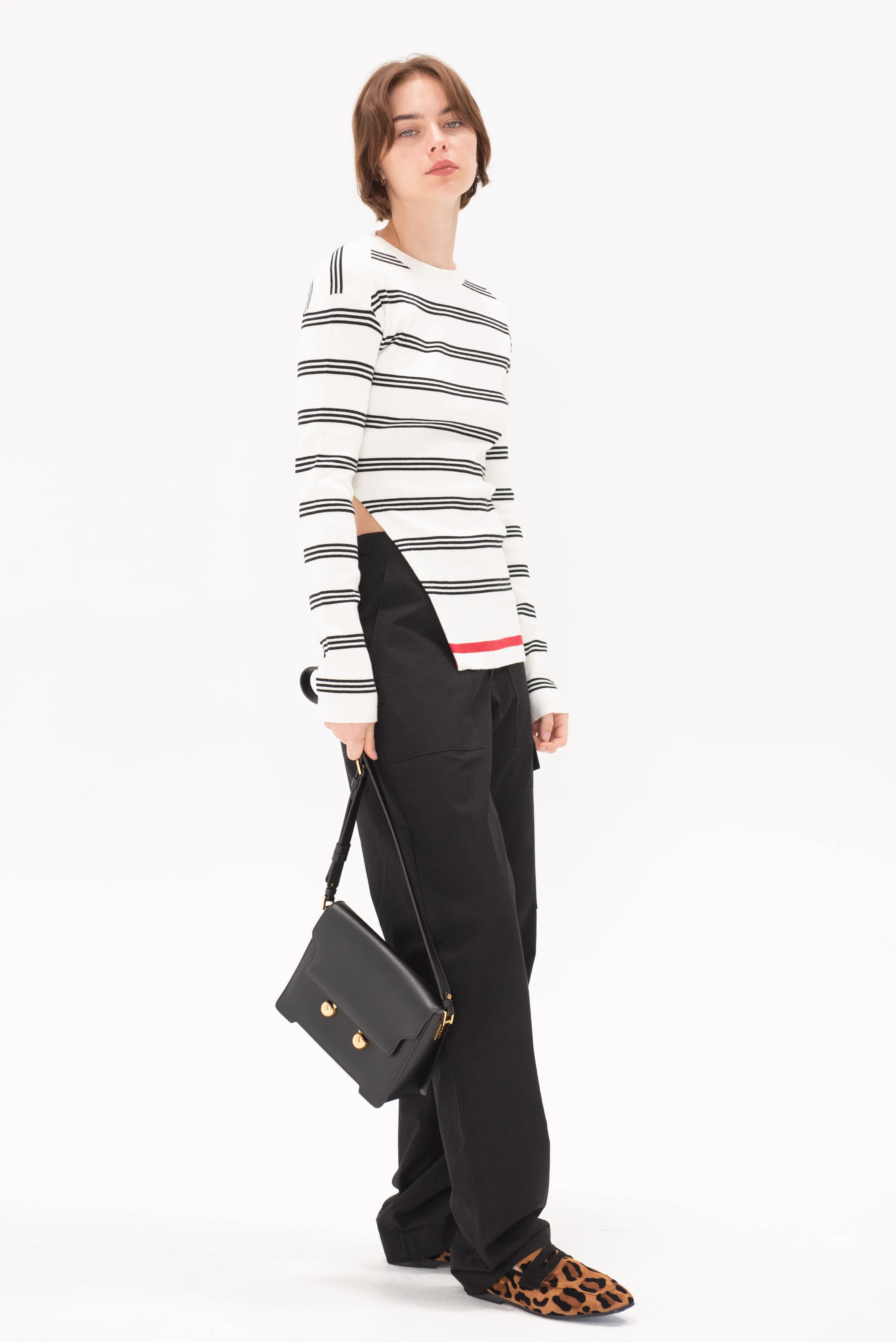 Stripe Roundneck Sweater, Alabaster