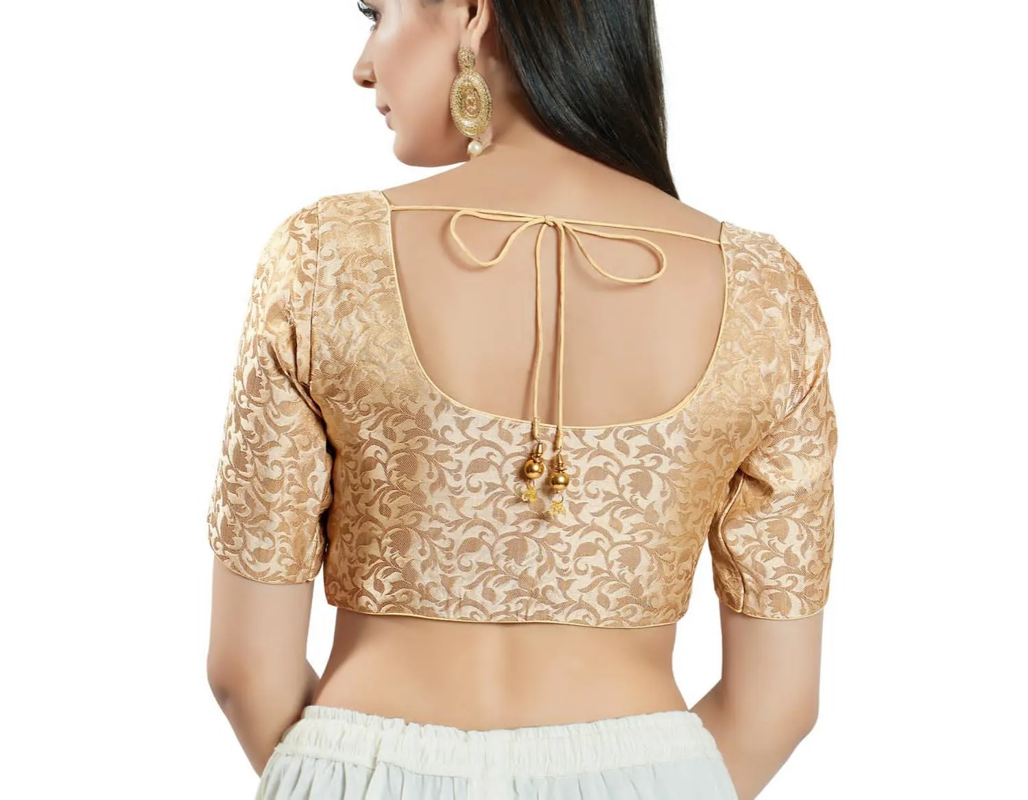 Stunning Light Gold Color Designer Ready To Wear Blouse For Women