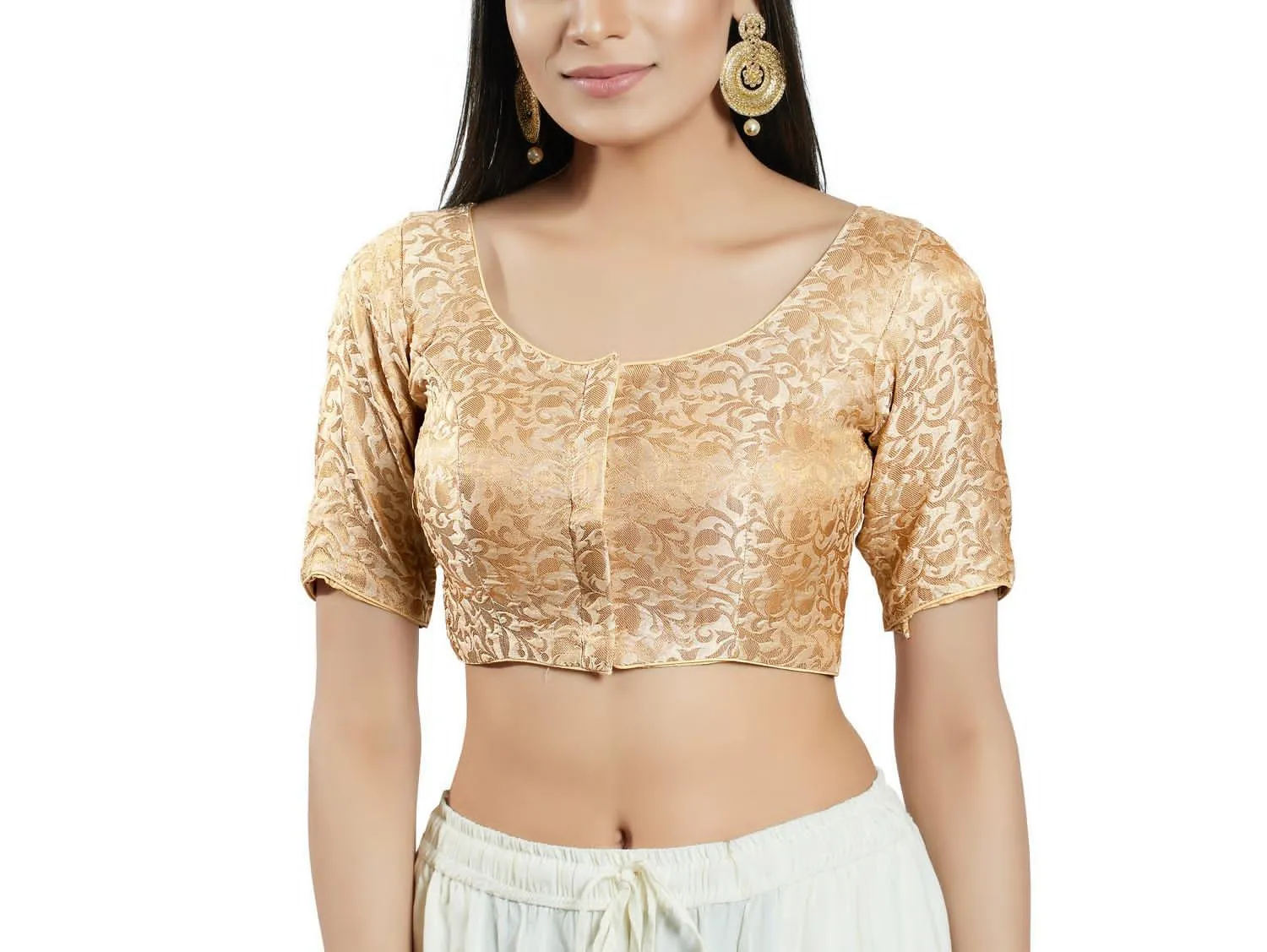 Stunning Light Gold Color Designer Ready To Wear Blouse For Women