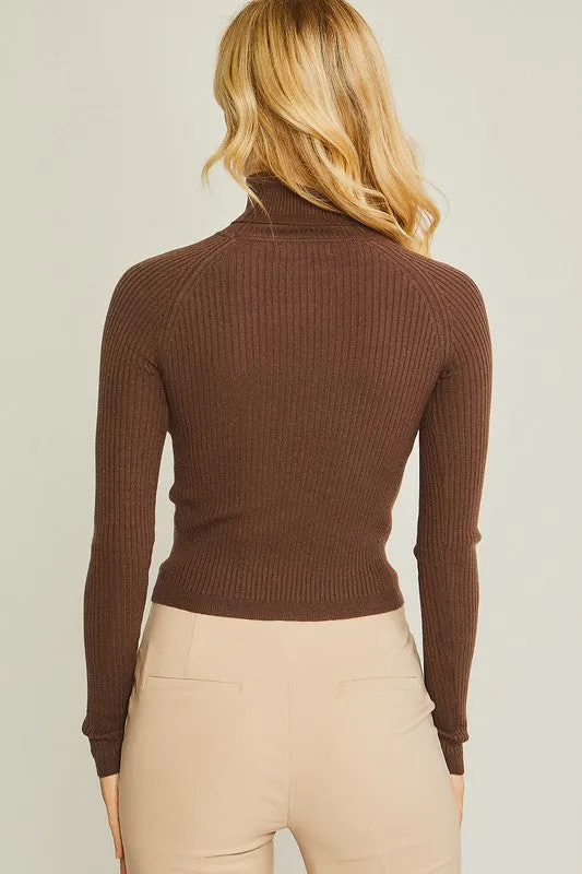 TEEK - Turtleneck Ribbed Knit Top