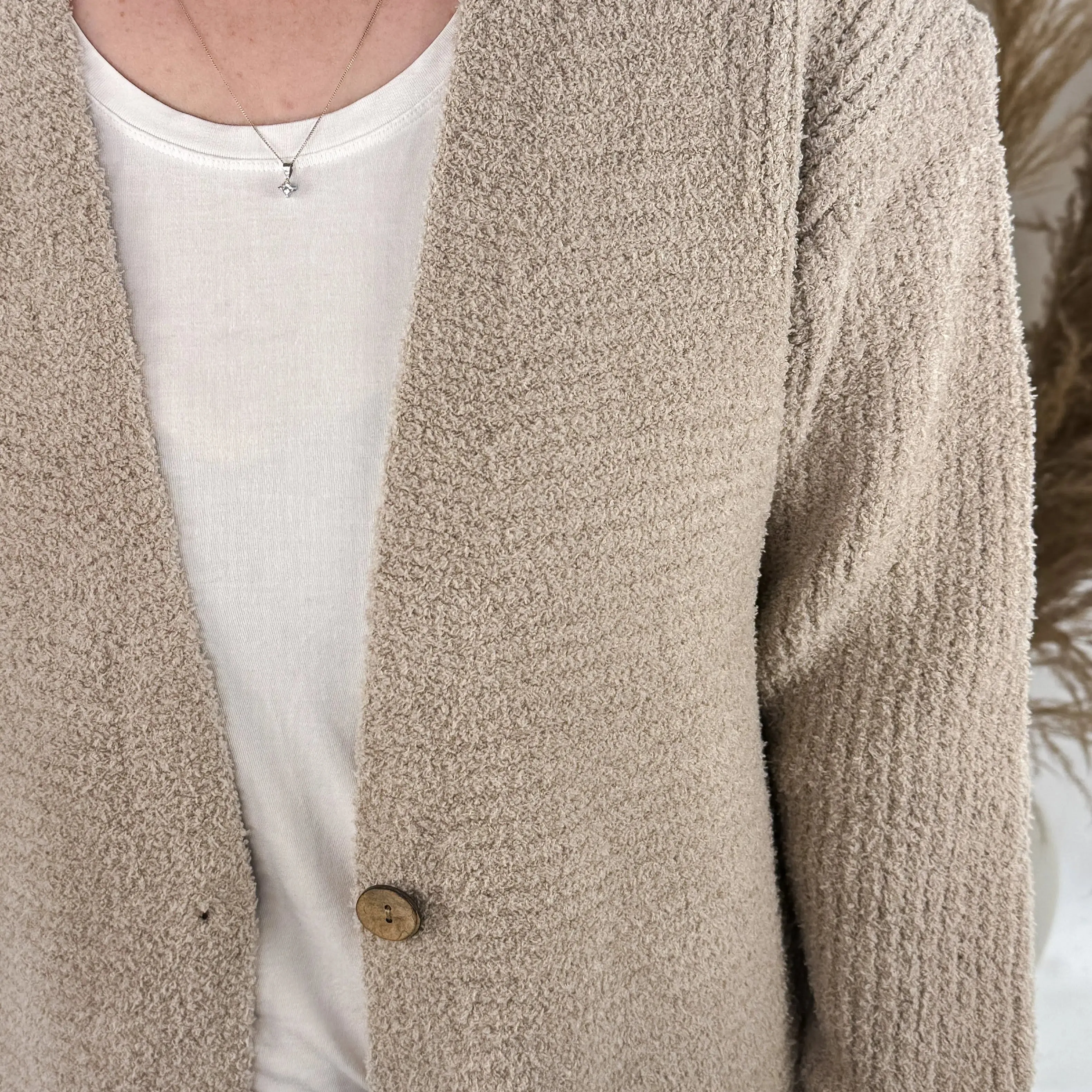 V-Neck Cardigan w/ Pockets & Button Closure