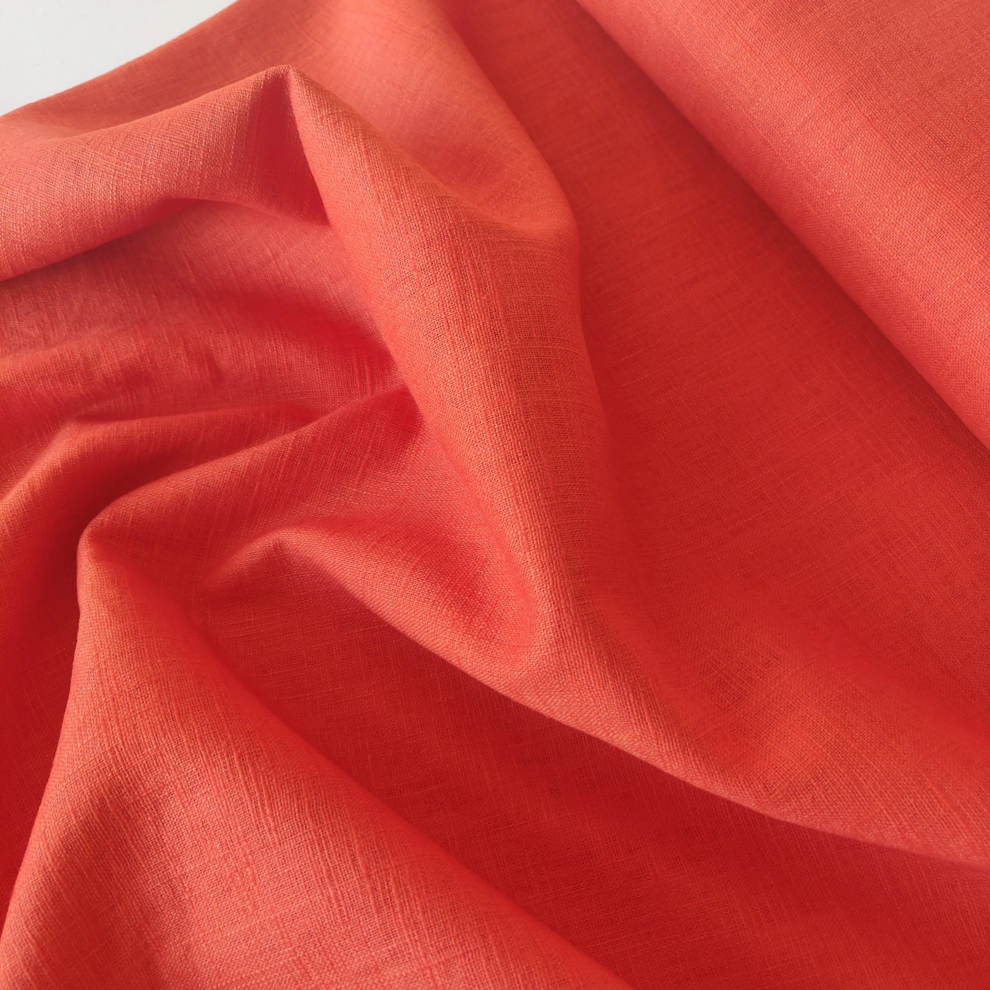 Washed Linen Cotton - Flame Orange