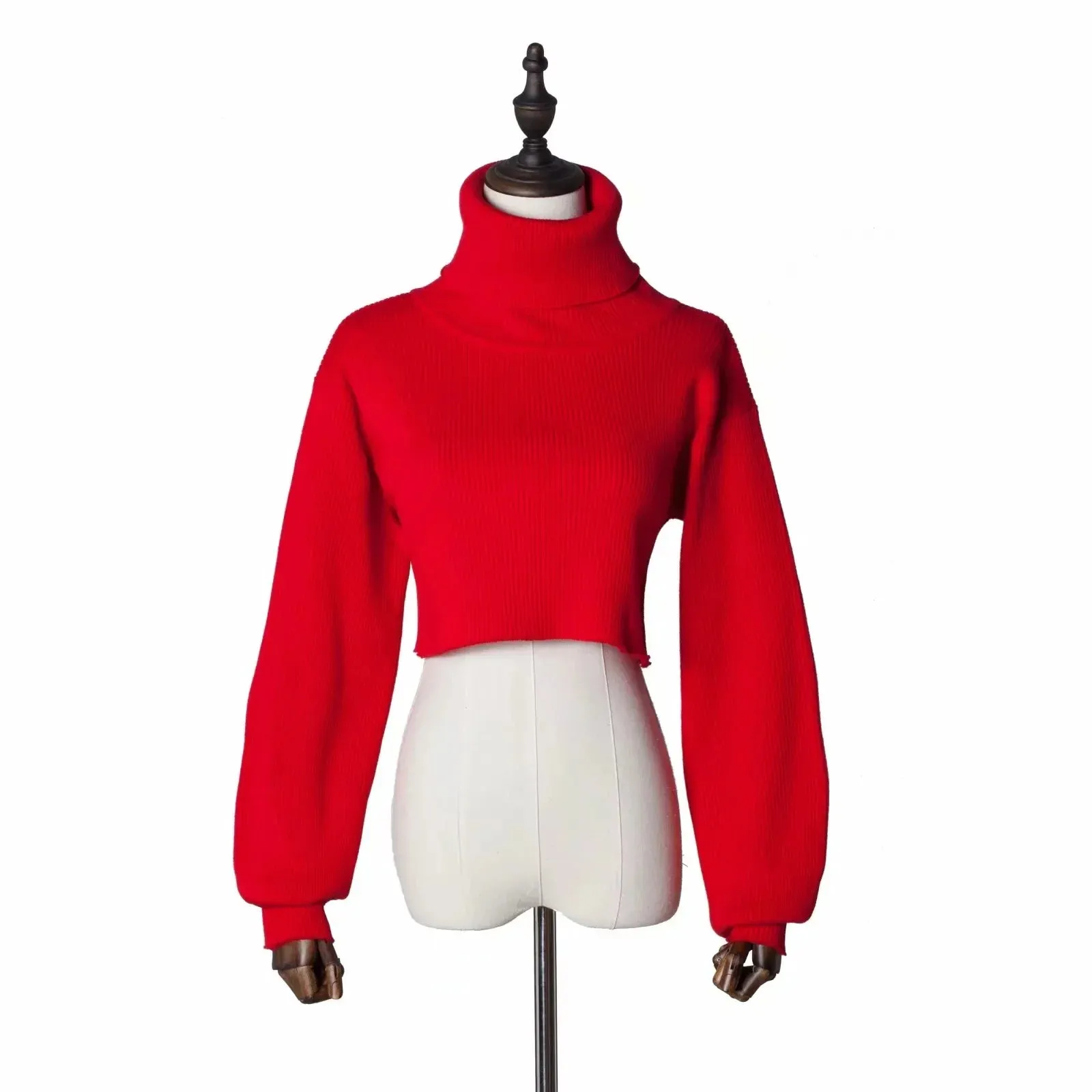 Wenkouban-Christmas Thanksgiving outfits_Trendy Casual Loose Sexy Fashionable Solid TurtleNeck Long Sleeve Knit Crop Christmas Sweater