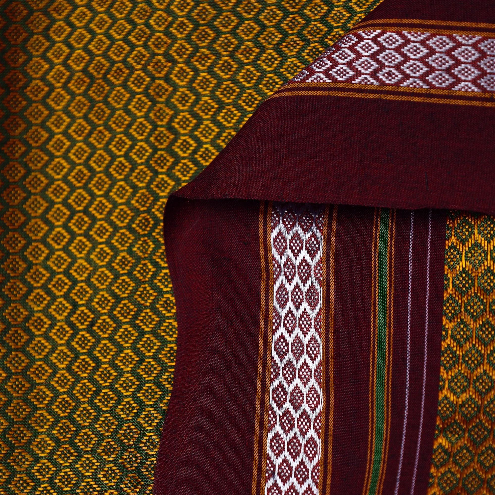 Yellow - Traditional Khun Weave Cotton Fabric 35